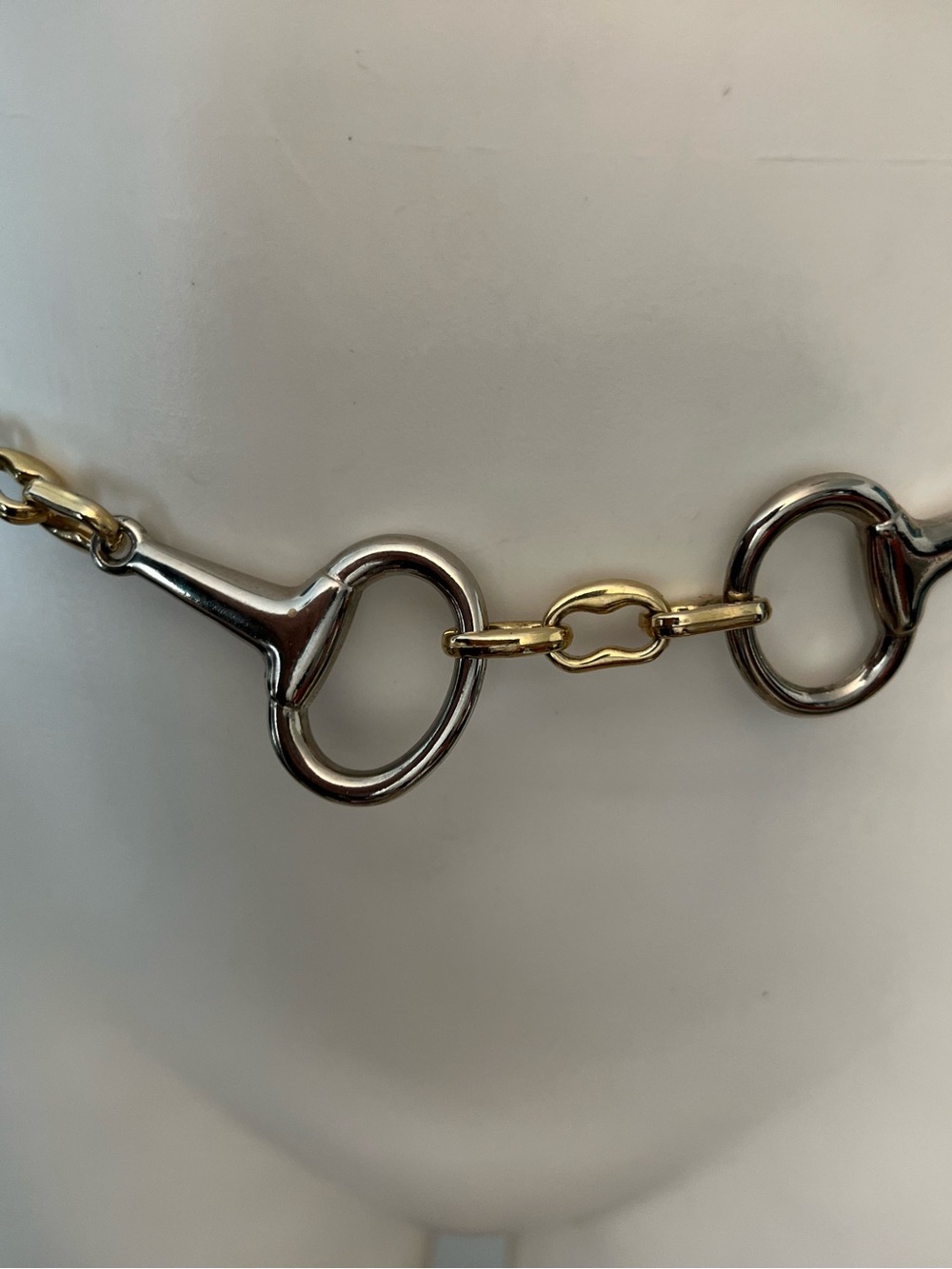 Vintage Equestrian Horse Bit Chain Belt Gold & Silver Tone Adjustable 45”